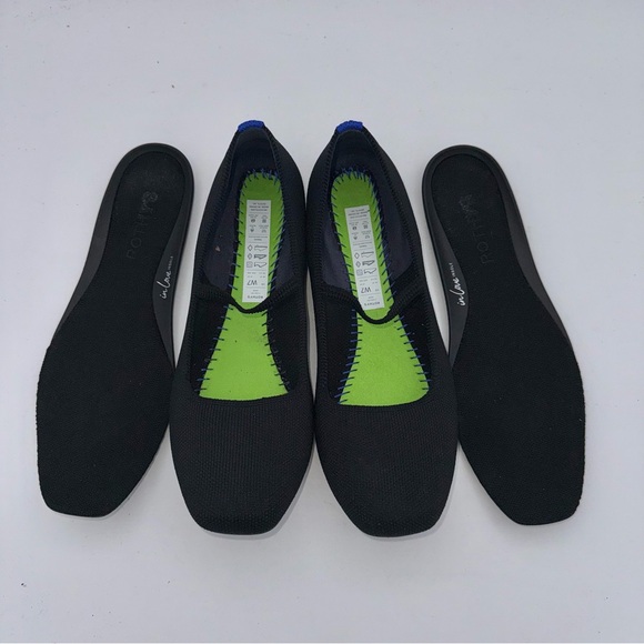 Rothy’s - women’s The Max square Mary Jane flat black knit slip on shoes Size 7 - Picture 4 of 9